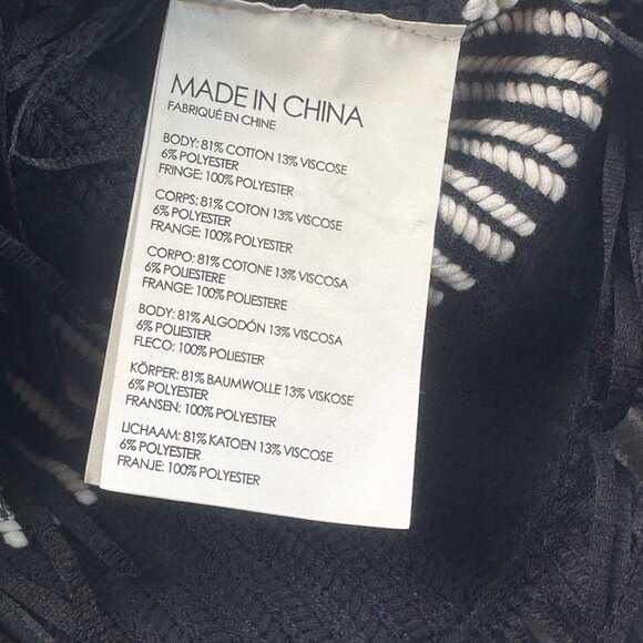 Club Monaco Navy & White Striped Knit Tank Top Fringe Sz XS Gold Buttons Trendy - Picture 9 of 14